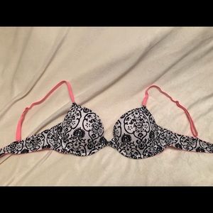 Victoria’s Secret PINK Demi-buste black, white and pink bra 36B